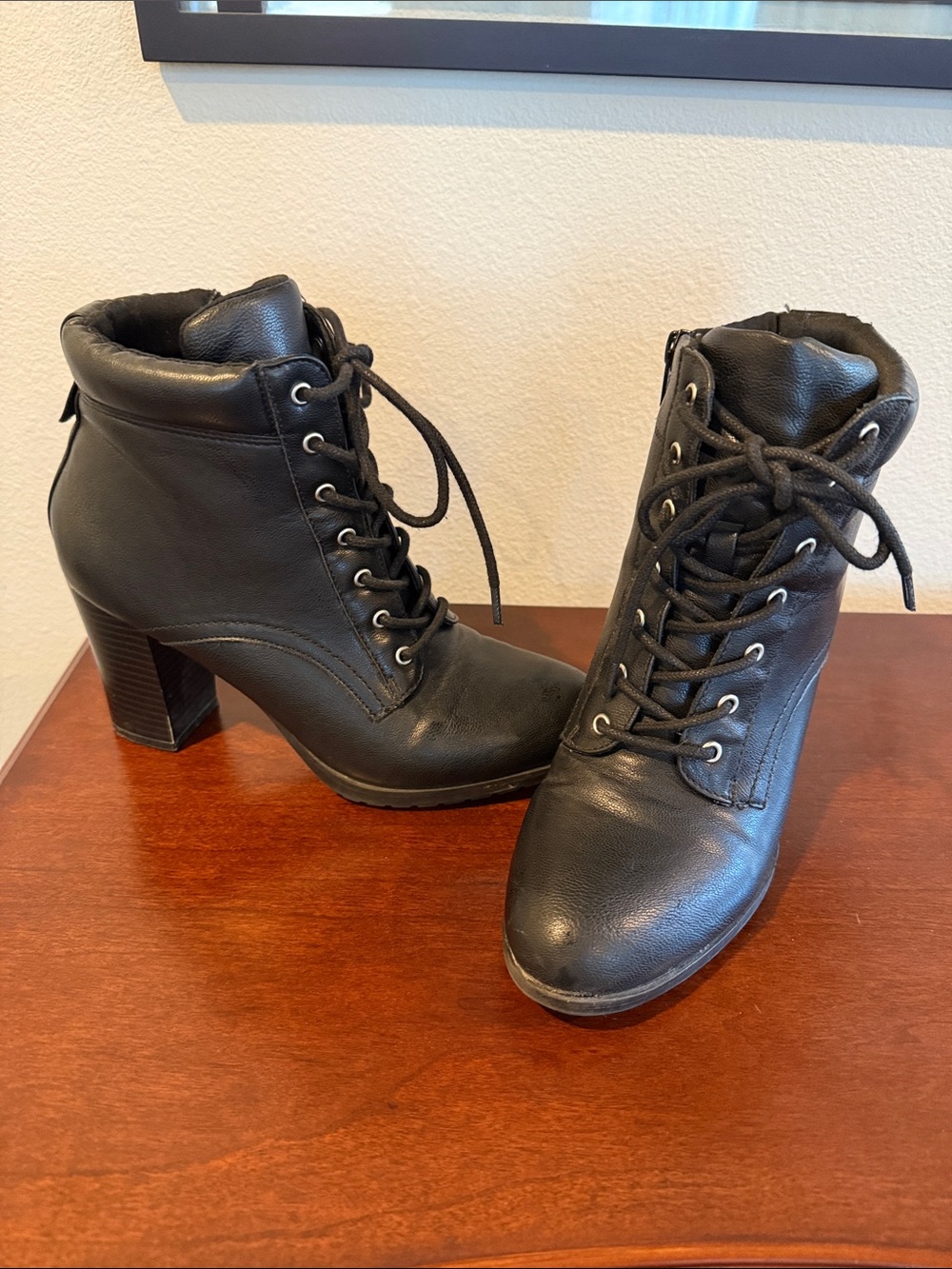 Style & Co. Black Lace-Up Heeled Ankle Boots